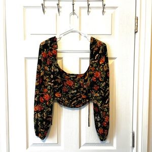 Urban Outfitters off the shoulder floral shirt